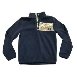 UNDER ARMOUR Boys 1/4 Zip Black Camo Fleece Sweatshirt  Size YLG Youth Large
